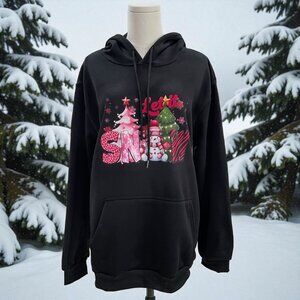 Let It Snow Hoodie XL Black Christmas Fleece Coquette Soft Girl Winter Holiday